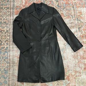 Lamb leather trench coat